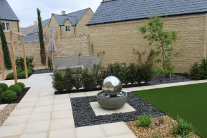 Contemporary Garden with Water Feature